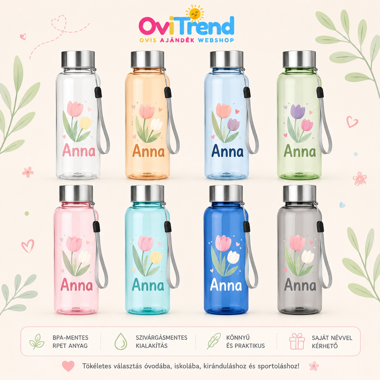 Egyedi NEVES - JELES kulacs 500 ml – Tartós UV DTF névvel | OviTrend